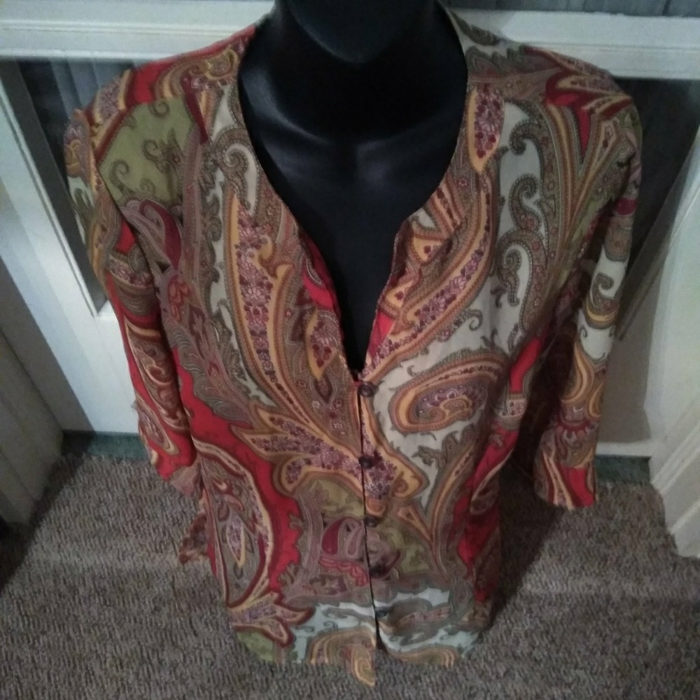 Kathy Che Paisley VNeck Blouse